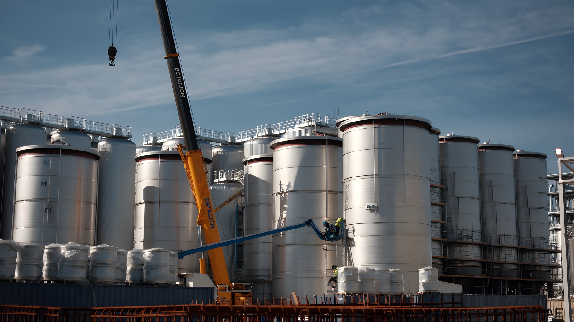 Tank farm under construction